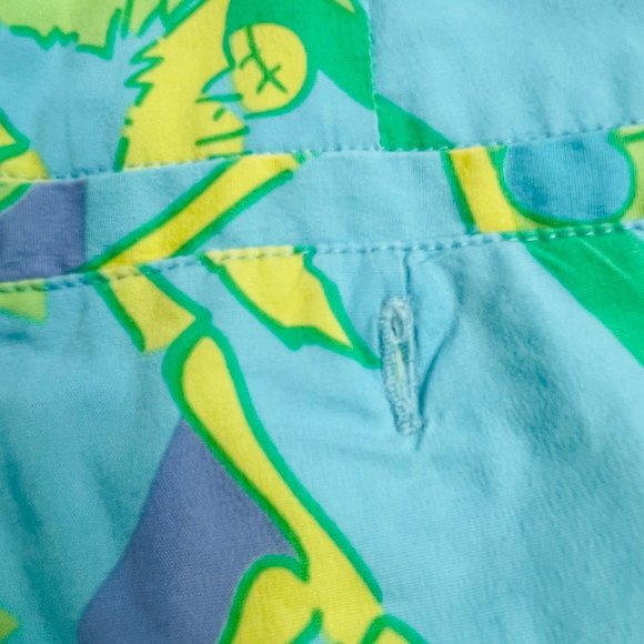 Lilly Pulitzer 4 Liza Capri Macadamia Print Pants Blue Yellow Capri - Picture 6 of 8